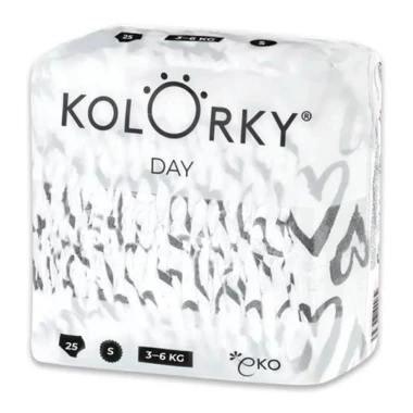KOLORKY DAY jednorázové eko plenky srdce - S (3-6 kg) , 25 ks